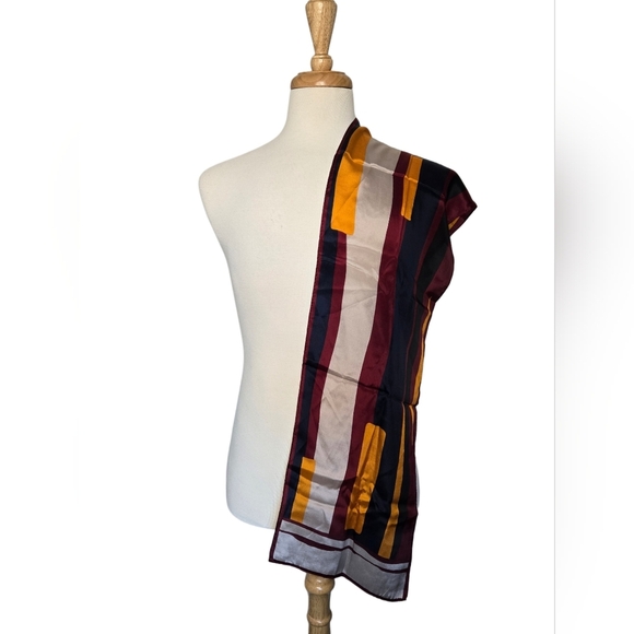 Monique Martin Vintage Red Blue Yellow Scarf 54" X 11" - Picture 5 of 5